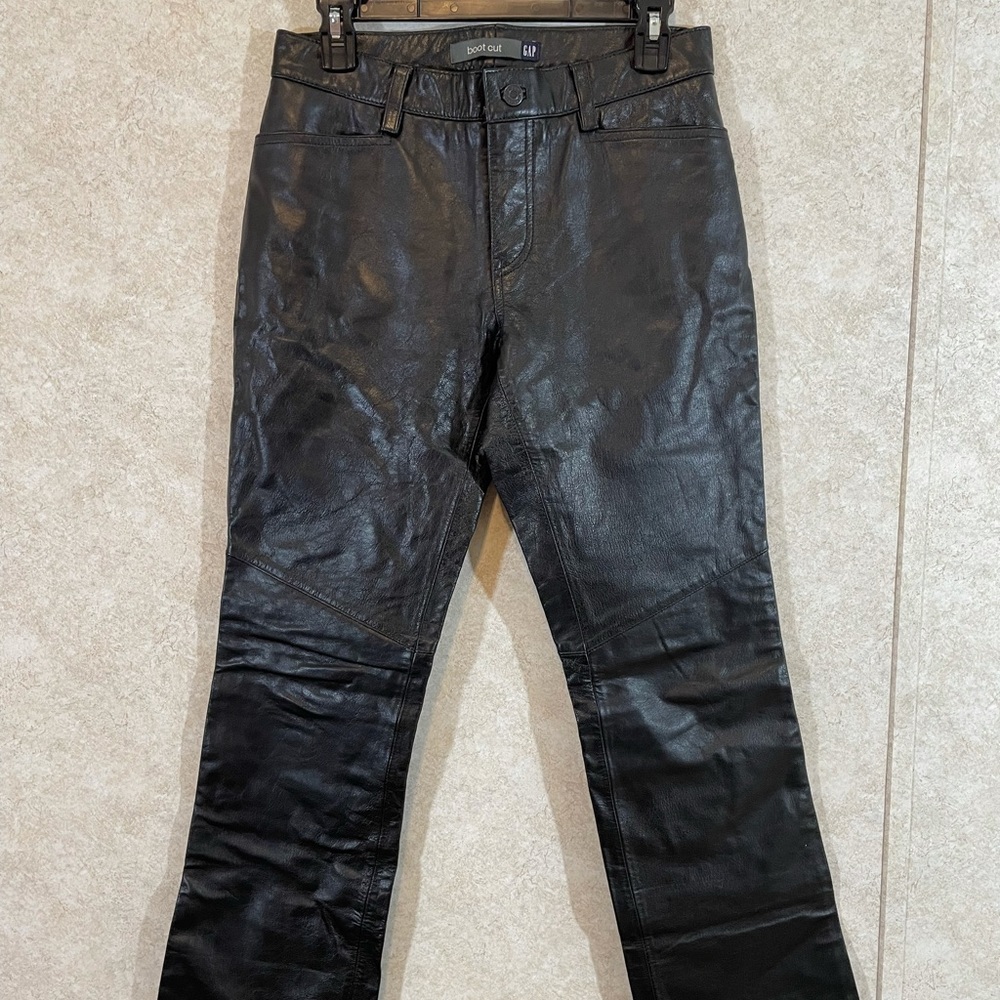 GAP Womens Black Genuine Leather Bootcut Pants RN 54023 Size 6
